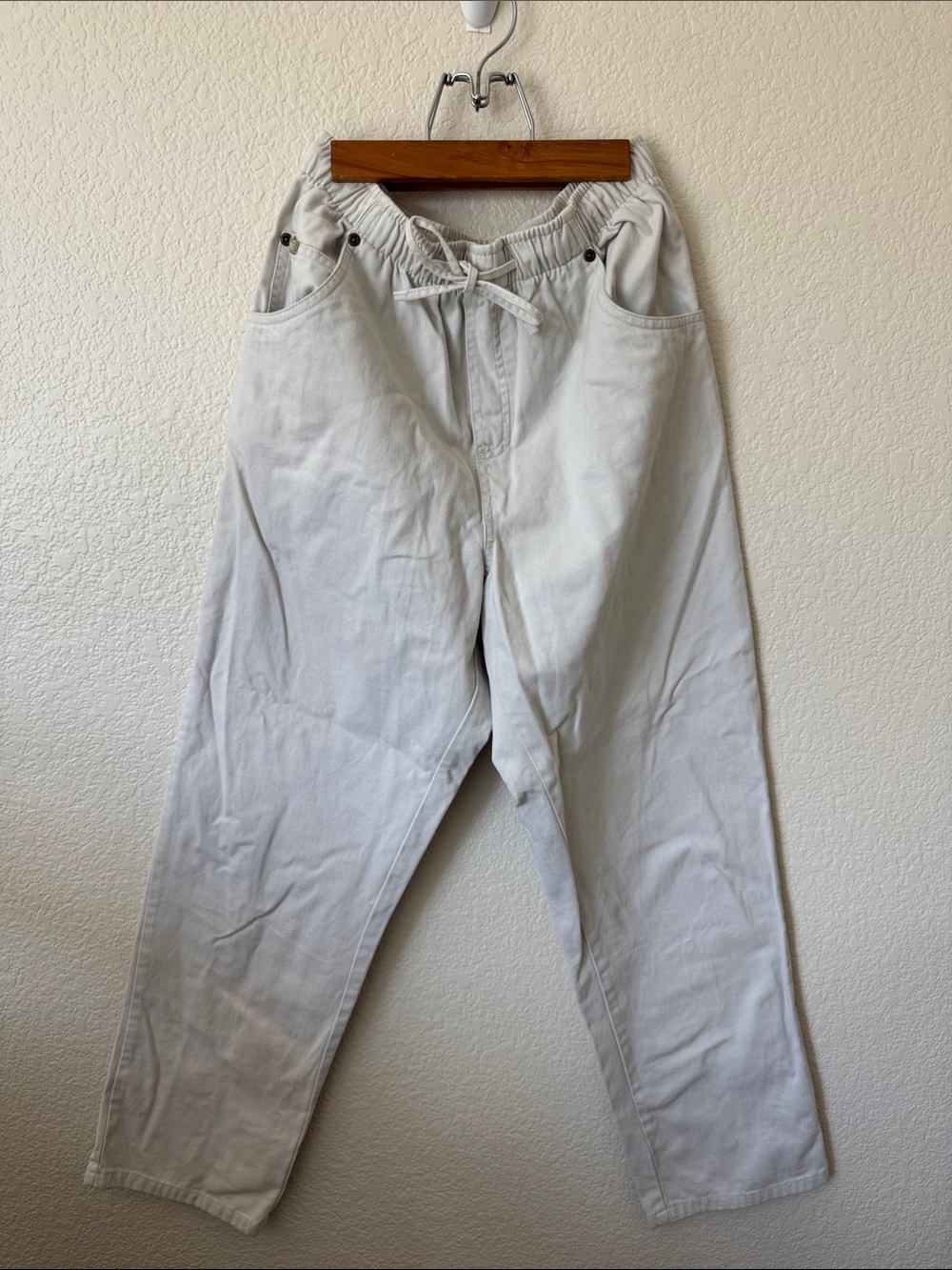 Vintage Blassport Relaxed Drawstring Women's Pants in Off-White